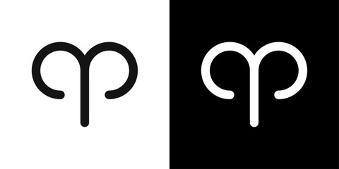 Aries zodiac sign icon Flat fill set collection