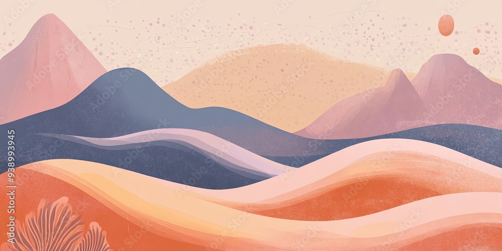 Poster Abstract Landscape with Soft Mountain Ranges and Hues