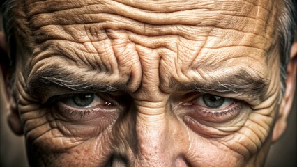 Worn and weary, a close-up of a person's forehead reveals deep lines and wrinkles, a visual representation of emotional struggle and inner turmoil.