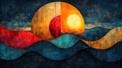Fototapeta premium Abstract Sunset Over Water
