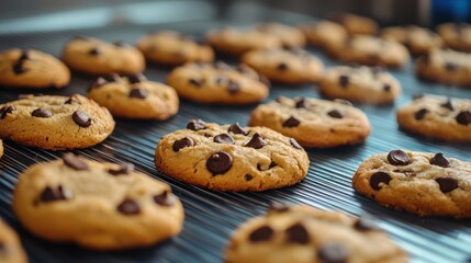 Producing cookies in the food industry with copyspace for text