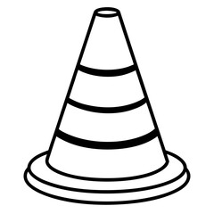 Here is the vector design of a blue glass traffic cone on a white background line art vector illustration