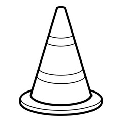 Here is the vector design of a blue glass traffic cone on a white background line art vector illustration