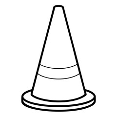 Here is the vector design of a blue glass traffic cone on a white background line art vector illustration