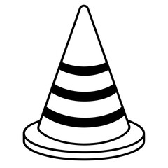 Here is the vector design of a blue glass traffic cone on a white background line art vector illustration
