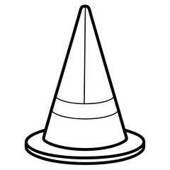 Here is the vector design of a blue glass traffic cone on a white background line art vector illustration