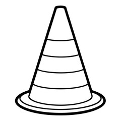 Here is the vector design of a blue glass traffic cone on a white background line art vector illustration