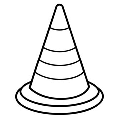 Here is the vector design of a blue glass traffic cone on a white background line art vector illustration