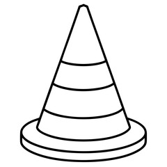 Here is the vector design of a blue glass traffic cone on a white background line art vector illustration