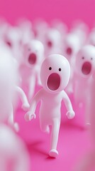 Obraz premium Animated Figures Running on Pink Background