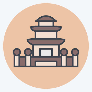 recommend clip art: Icon Pagoda. related to Korea symbol. color mate style. simple illustration