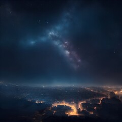 Fototapeta premium 美しい夜空と夜景の風景