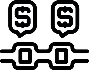 Blockchain icon representing the concept of transferring money using cryptocurrency