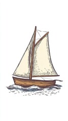 Obraz premium Illustration of a Traditional Sailboat on Water