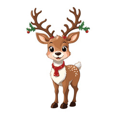 Cheerful Reindeer with Holiday Scarf and Decorations