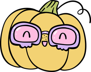 Groovy Pastel Halloween Reading Pumpkin  Retro Trendy Doodle Design
