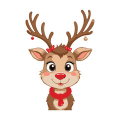 Cheerful Reindeer with Red Scarf and Bow