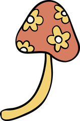 Pastel Halloween mushroom Retro Trendy Doodle Design