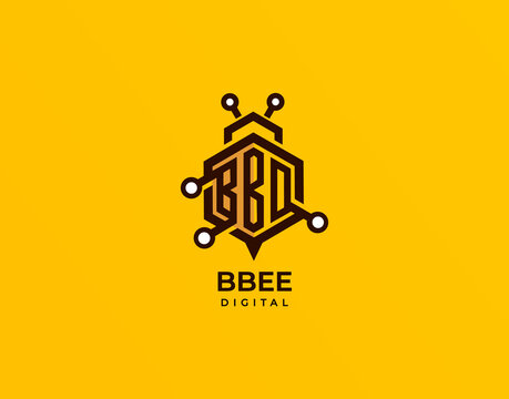 Tech Bee logo, BBD logo, Letter BBD logo, digital Tech Bee, Digital BBD logo vector graphic Firefly insect 