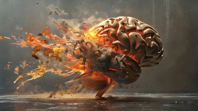 Concept art of a human brain exploding with knowledge and creativity. generative 