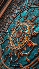 Obraz premium Intricate Bronze Design on Vintage Door Panel