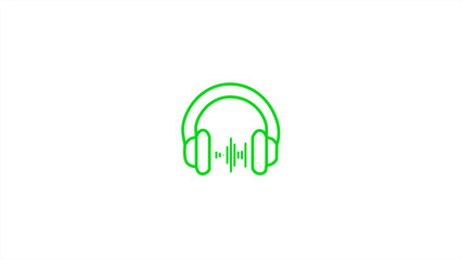 Wireless headphones sign. Glowing headphone icon with sound wave on the white background. earphone icon.