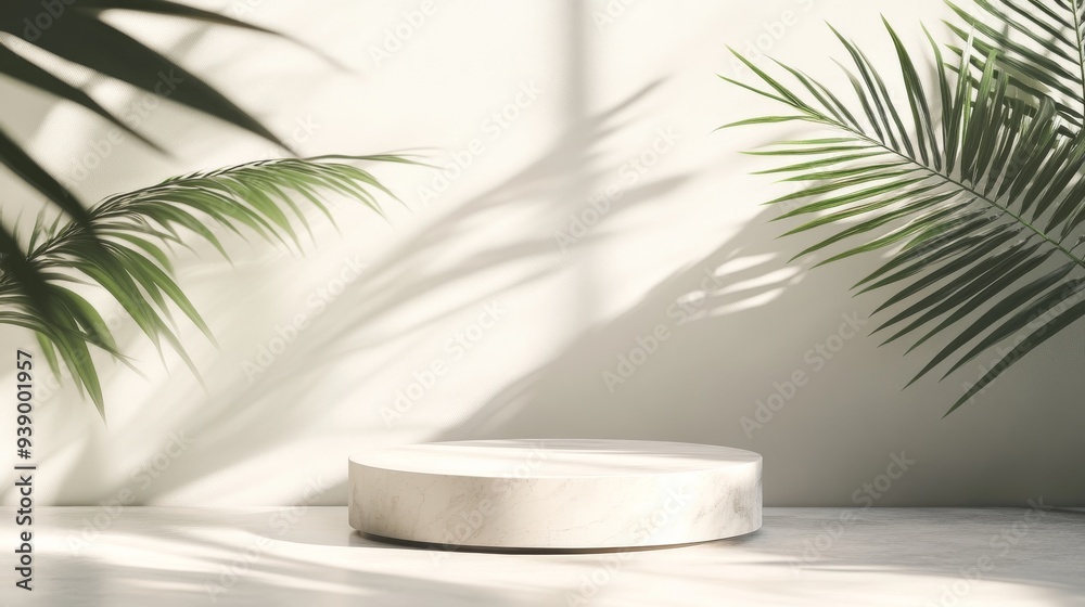 Poster the scene features a premium empty podium set against a sleek minimalist backdrop, illuminated by so
