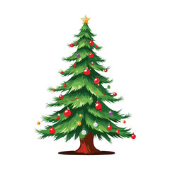 Festively Decorated Christmas Tree with Colorful Ornaments