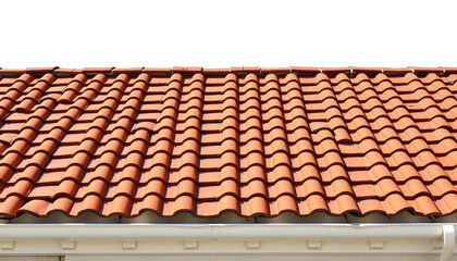 roof with clay tiles isolated with white highlights, png