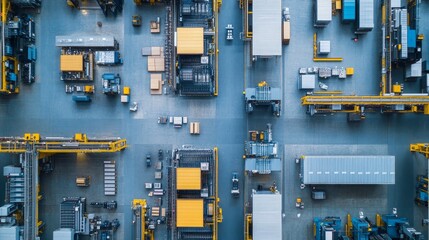 Efficient Production of Electric Housings and Surge Arresters in Industrial Factory - Bird's Eye View of Bustling Floor