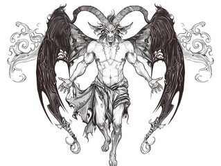 Obraz premium Devil black and white illustration
