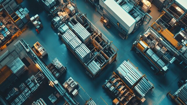 Precision in Production: Bird's Eye View of Efficient Industrial Factory Floor Manufacturing Electric Housings and Surge Arresters