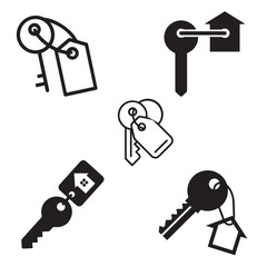 House with Key icon set