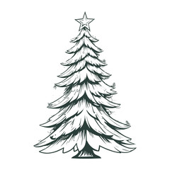 Stylized Black and White Christmas Tree with Star Topper