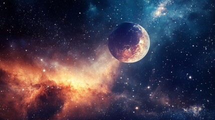 Obraz premium A celestial body with a swirling nebula in the background.