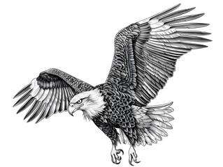 Naklejka premium Eagle black and white illustration