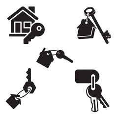 House with Key icon set