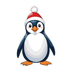 Cheerful Penguin Wearing Santa Hat