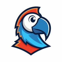Minimalist Line Art Parrot Gaming Mascot Logo - Isolated on White Background art vector illustration