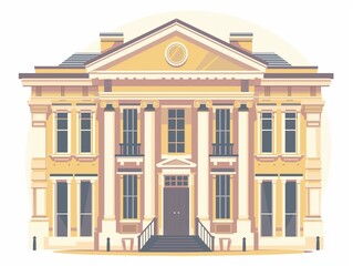 Fototapeta premium bank building simple illustration clipart isolated on white. AI generated