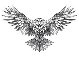 Obraz premium Geometric Eagle black and white illustration