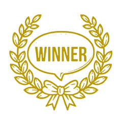 Golden winner's wreath of leaves on transparent background. Vector