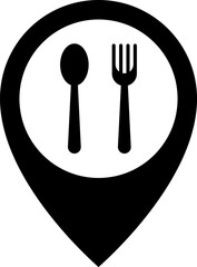 Restaurant location icon. Cutlery icon. Spoon, forks, knife. Vector illustration. Vector illustration.