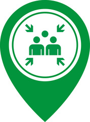 Emergency evacuation assembly point sign. Assembly point icon. Safety Signs. Evacuation Plan. Vector illustration