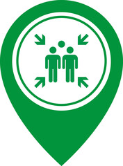 Emergency evacuation assembly point sign. Assembly point icon. Safety Signs. Evacuation Plan. Vector illustration