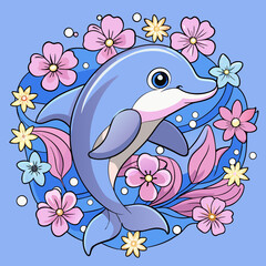 Whimsical Kawaii Dolphin in a Pastel Dreamscape