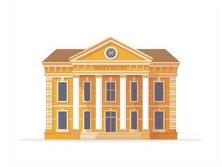bank building simple illustration clipart isolated on white. AI generated