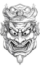 Obraz premium Japan mask black and white illustration