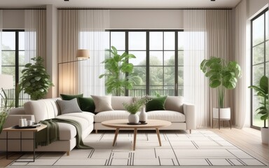 Fototapeta premium Model interior design of living room (3D Render)