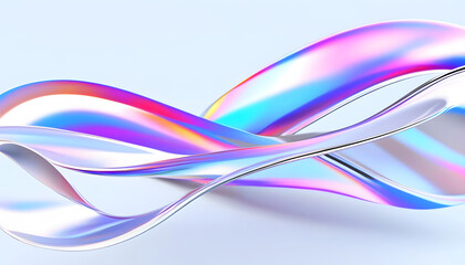 Vibrant 3D Abstract Render of Fluid Ribbon Shapes in a Neon Gradient. Colorful Digital Art with a Futuristic Aesthetic for Creative Design Use.